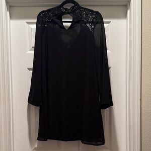 Elegant Black She Sky medium Lace Detail Dress